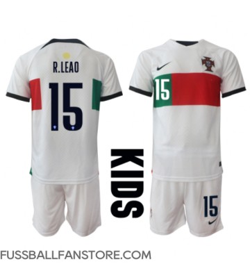Portugal Rafael Leao #15 Replik Auswärtstrikot Kinder WM 2022 Kurzarm (+ Kurze Hosen)